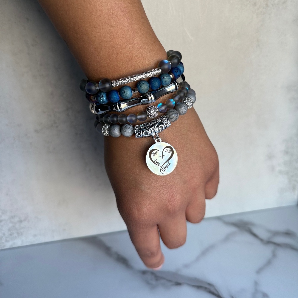 Hope Love Faith Blessed Bracelet Stack